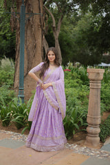 Captivating Lavender Color Embroidered Work Lehengha Choli