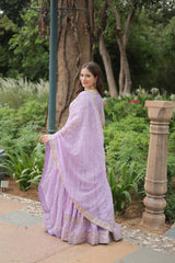 Captivating Lavender Color Embroidered Work Lehengha Choli