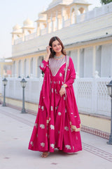 Mesmerizing Georgette Sequence Work Pink Color Gown