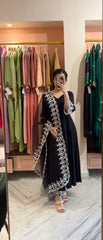 Demanding Black Colour Georgette Embroidery Work Gown