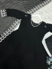 Demanding Black Colour Georgette Embroidery Work Gown
