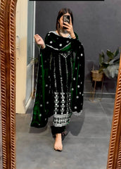 Awesome Green Color Velvet 5mm Sequence Work Salwar Suit