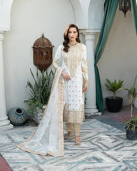 Ravishing Embroidery Sequence Velvet White Color Salwar Suit