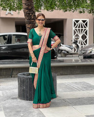 Delightful Green Color Rangoli Ready To Wear Saree