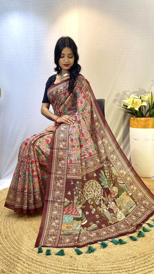 Awesome digital print Pink Color Saree