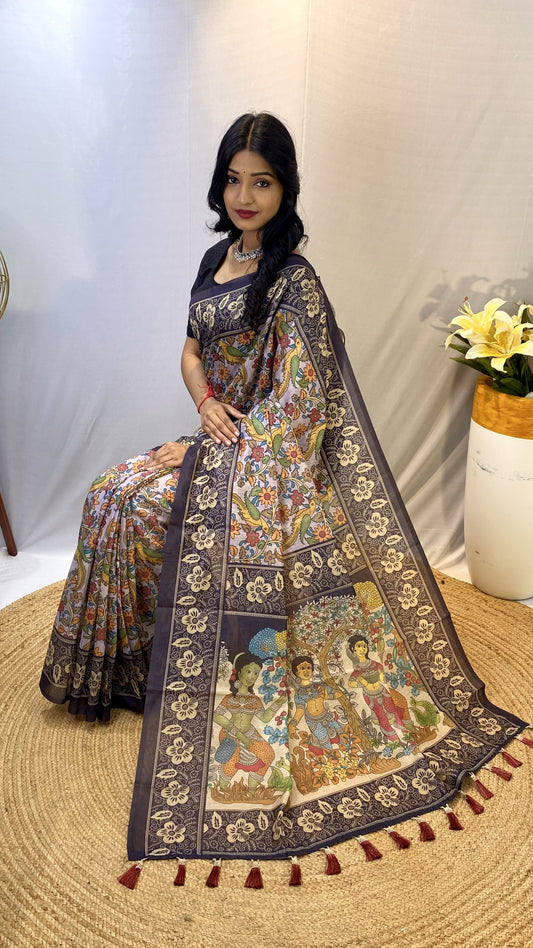 Awesome digital print Lavender Color Saree