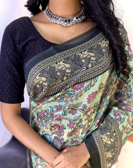 Awesome digital print Pista Color Saree