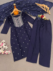 Superhit Heavy Reyon Blue Color Salwar Suit
