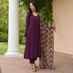 Graceful Georgette Wine Color Gown
