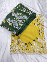 Amazing Thread Work Yellow Color Silk Saree