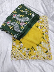 Amazing Thread Work Yellow Color Silk Saree