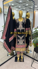 Embellished Sequence Work Black Color Anarkali Suit