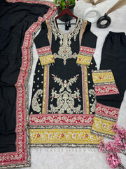 Embellished Sequence Work Black Color Anarkali Suit