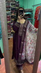 Lovely Purple Color Sequence Work Chinon Silk Salwar Suit