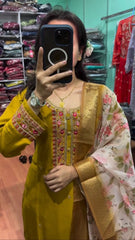 Lovely Yellow Color Sequence Work Chinon Silk Salwar Suit