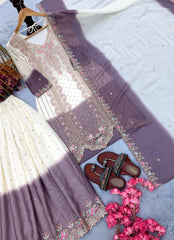 Gorgeous Dual Tone Georgette Embroidered Palazzo Set