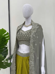 Elegant Grey Color Heavy Sequence Dhoti Style Suit