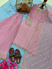Pretty Moti Work Pink Color Sharara Suit