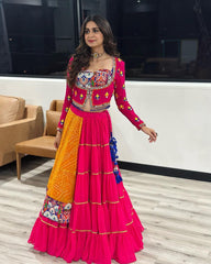 Exclusive Pink Georgette Mirror Work Lehenga Choli