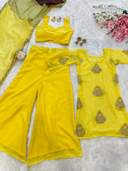 Haldi Wear Yellow Color Palazzo Suit