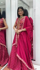 Innovative Red Chinon Embroidery Work Lehenga Choli
