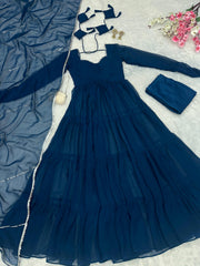 Trendy Blue Georgette Anarkali Gown