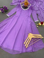 Outstanding Georgette Lavender Color Gown