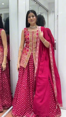 Innovative Red Chinon Embroidery Work Lehenga Choli