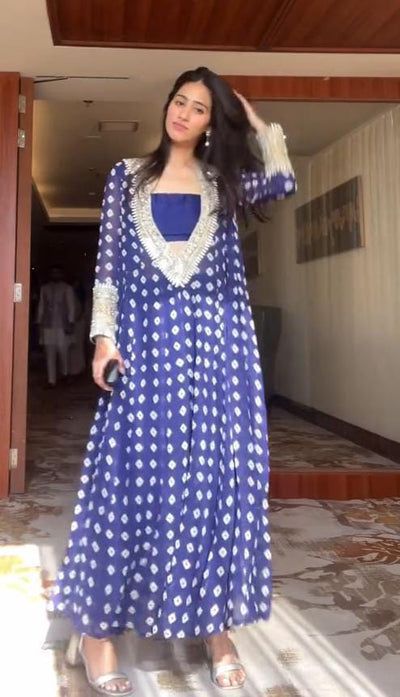 Unique Blue Color Digital Print Palazzo Suit