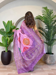Adorable Bandhani Print Lavender Color Saree
