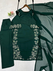 Demanding Silk Green Color Embroidery Work Salwar Suit