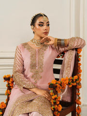 Innovative Pink Chinon Silk Sequence Work Palazzo Suit