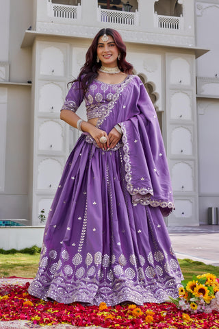 Exclusive Green Crepe Silk Embroidery Lehenga