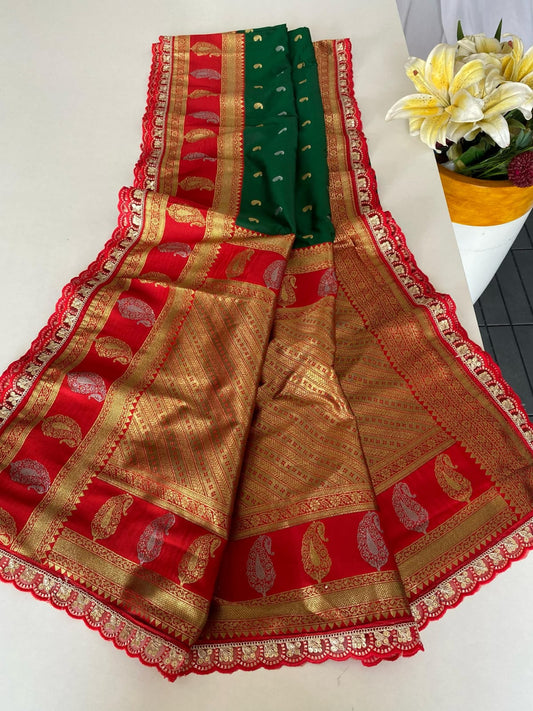 Festive Wear Green Color Paithani Silk Saree