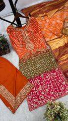 Rakhi Special Bandhni Print Multicolor Palazzo Suit