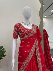 Beautiful Heavy Red Color Saree