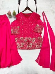 Beautiful Georgette Pink Color Sharara Suit