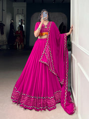 Lovely Pink Rayon Mirror Work Lehenga Choli