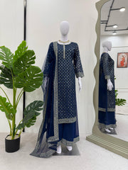 Exclusive Sequence Work Blue Color Salwar Suit