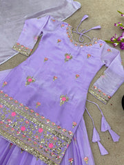 Sequence Work Lavender Color Designer Top With Lehenga