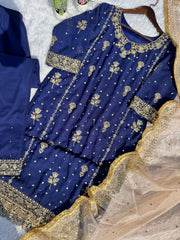 Imposing Georgette Navy Blue Color Salwar Suit
