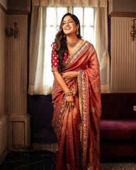 Marriage Special Banarasi Crush Pink Color Saree