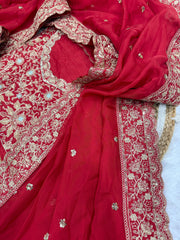 Flattering Tabby Silk Red Color Designer Saree