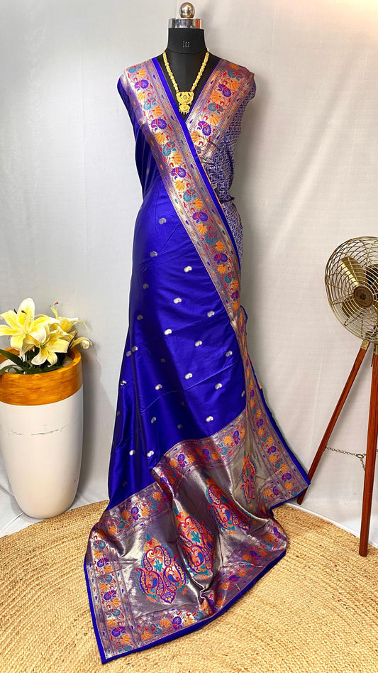 Gorgeous Paithani Silk Blue Color Saree