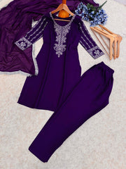 Delightful Reyon Purple Color Salwar Suit