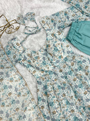 Flower Print Exclusive Fully Flair Sky Blue Color Anarkali Suit