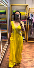 Party Wear Embroidery Work Yellow Color Palazzo Set