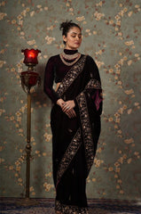 Superhit Sequins With Embroidery Work Maroon Color Designer saree