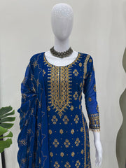 Blissful Thread With Sequence Work Blue Color Sharara Suit