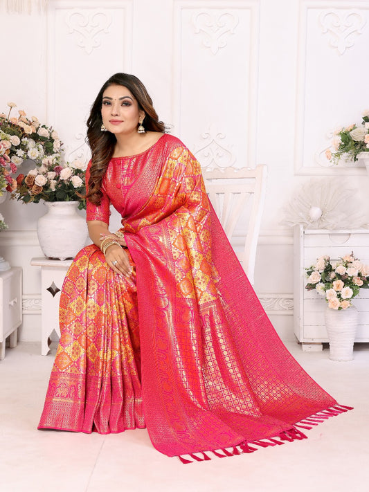 Decent Jari Silk Yellow Color Saree